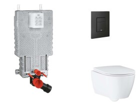 GROHE - Uniset Set předstěnové instalace, klozetu, sedátka SoftClose a tlačítka Even, phantom black SANI15BB5110
