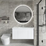 Erga Emma, kulaté LED zrcadlo 90cm, černý kovový rám, 2070 lm, 6500K, zadní osvětlení, ERG-V01-201-9090-BK