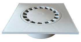 MIDAS Podlahová vpusť - přímá D90/100 šedá, plastová mřížka 250x250mm, L15 1,5t p4096