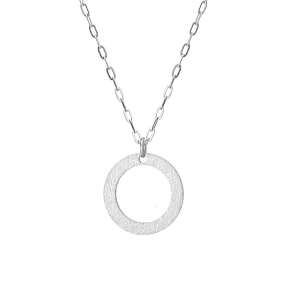 Ocelový náhrdelník Jennifer, chirurgická ocel, kruh s texturou, Stříbrná 55 cm + 5 cm (prodloužení)