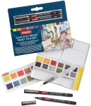 Derwent Line and Wash Paint Set akvarelové barvy a 2 linery