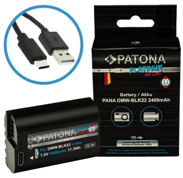 PATONA DMW-BLK22 2400mAh Platinum / Baterie pro foto / Li-Ion / USB-C nabíjení (PT1401)