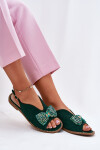 Dámské Sandály S Mašlí Na Plochém Podpatku S.Barski KV51-014 Zelené 36