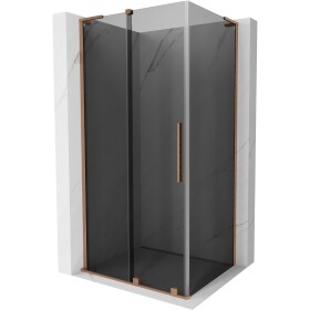 MEXEN/S - Velar L sprchový kout, posuvné dveře 90 x 80, grafit, měď kartáčovaná 871-090-080-43-65
