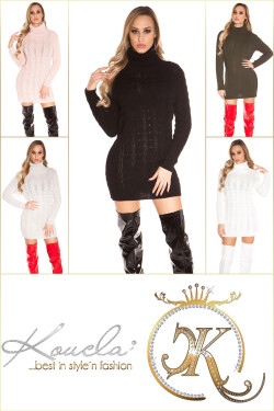 Sexy turtleneck cable knit sweater dress barva velikost Einheitsgroesse
