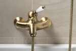 SAPHO - KIRKÉ WHITE nástěnná vanová baterie, bílá páčka, bronz KI10BB
