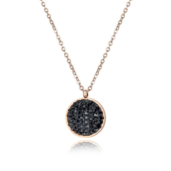 Ocelový náhrdelník se zirkony Melissa Black Gold - chirurgická ocel, Černá 40 cm + 5 cm (prodloužení)