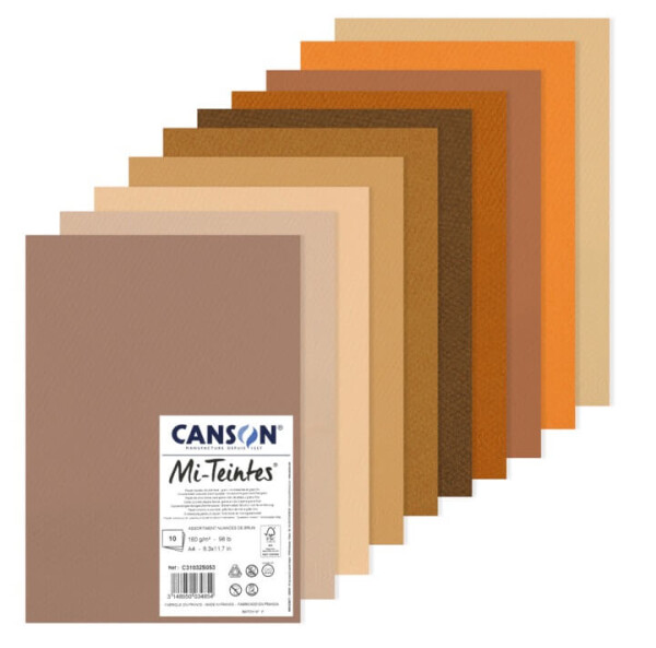 Canson Mi-Teintes listy A4 10 archů 160g Hnědé tóny