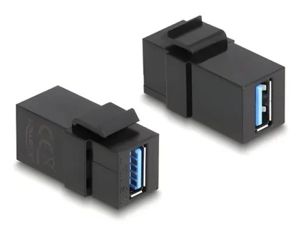 DeLock Keystone modul USB 3.0 A - USB 3.0 A černá / Redukce / samice/samice / plochý / 2 ks (87831)