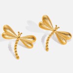 ELENYS Golden Dragonfly – pozlacené náušnice 18K žluté zlato