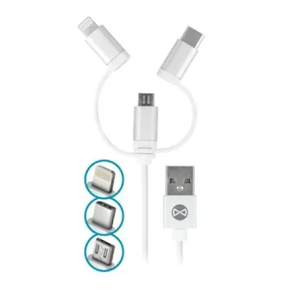 Forever 3IN1 Datový kabel Lightning microUSB USB-C bílá (DATAPIP5-MICWH)