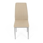 Židle jídelní, béžová látka, šedé kovové nohy