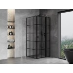 MEXEN/S - Mist T sprchový kout dveře křídlové pravá 85 x 85, černá dekor, černá 8A4T-085-085-70-77-P