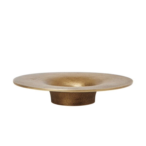 Ferm Living Kovový svícen Soothe Brass Finish Ø 16 cm, zlatá barva, kov