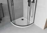 MEXEN/S - Rio čtvrtkruhový sprchový kout 90 x 90, transparent, černý + vanička se sifonem Flat, bílá 863-090-090-70-00-4110B