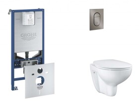 GROHE - Rapid SLX Set předstěnové instalace, klozetu, sedátka SoftClose a tlačítka Arena Cosmopolitan S, kartáčovaný Hard Graphite SANI11BB5103