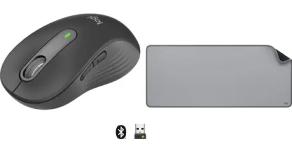 Logitech M650 L grafitová + Studio Series Mid Grey / Sada bezdrátové myši a podložky / 2.4 GHz / Bluetooth / 1x AA