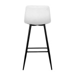 Židle barová, bílá látka, čtyřnohá kovová podnož, černý mat