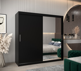 Šatní skříň Abi T2 Barva korpusu: Černá, Rozměry: 200 cm, Dveře: Černá