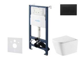 Kielle - Genesis New Set předstěnové instalace, klozetu Arkas I, Vortex Rimless+, sedátka softclose a tlačítka Gemini New III, matná černá 30528SS81
