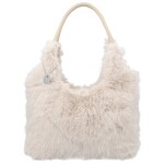 Módní dámská plyšová kabelka do ruky Viorica, krémová
