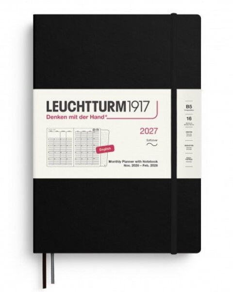 Měsíční plánovač Zápisník Black, Composition B5 2027, 16 Months, Softcover, anglicky
