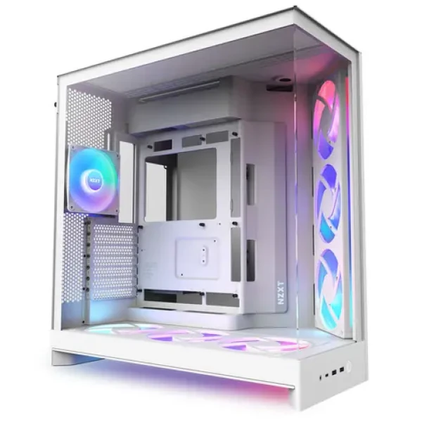 NZXT H9 Flow RGB+ bílá / E-ATX / 2x USB-A 3.2 / 1x USB-C 3.2 / 3x 120mm RGB / 3x 140mm RGB / bez zdroje / průhledná bočn (CM-H92FW-P1)