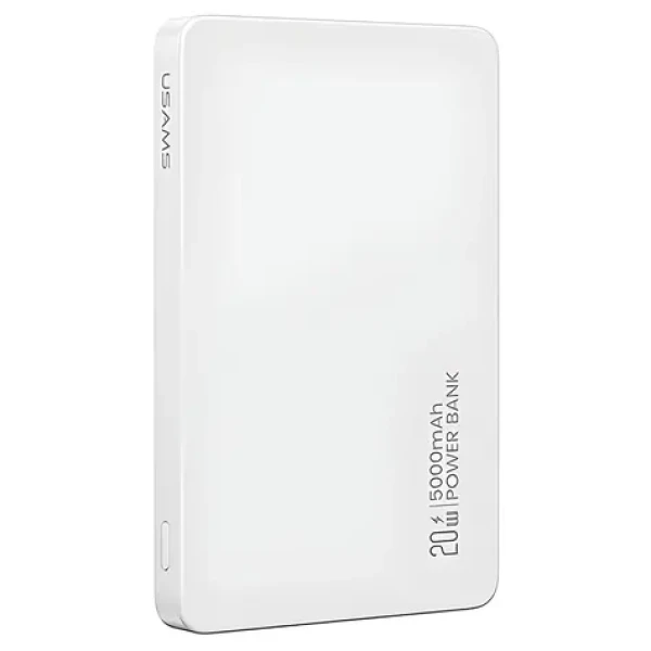 USAMS US-CD231 bílá / Powerbanka / Bezdrátové nabíjení / 20 W PD / 5000 mAh (5KCD23103)