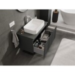 MEXEN/S - Rivel koupelnová skříňka pod umyvadlo 90 cm s deskou, 1 šuplík, reliéf , grafit mat 91A20-09047-1-BFC66