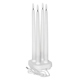 STAR TRADING Dobíjecí LED svíčky Flamme – set 4 ks + dobíjecí stanice, bílá barva, plast