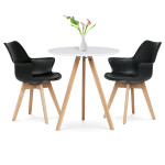 Židle jídelní, černá plastová skořepina, sedák ekokůže, nohy masiv přírodní buk