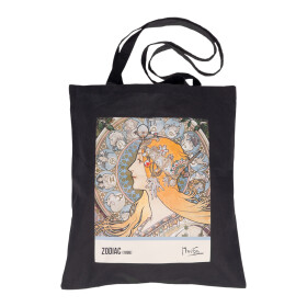 Plátěná taška Alfons Mucha – Zodiak, černá