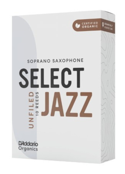 D'Addario ORRS10SSX2M Organic Select Jazz Unfiled Soprano Saxophone Reeds 2 Medium - 10 Pack