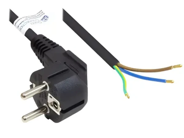 Good Connections Schuko 5m černá / Napájecí kabel / otevřený konec / úhlová vidlice / H05VV-F3G (P0185-S050)