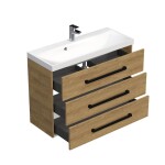 Koupelnová skříňka s černou úchytkou a umyvadlem SAT Cube Way 100x71x40 cm dub Hickory mat CUBE2C1003DH CUBE2C1003DH