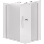 CERANO Sprchová zástěna Walk-in Onyx T L/P - 8 mm - hranatá vzpěra - chrom, mléčné sklo - 80x80x200 cm