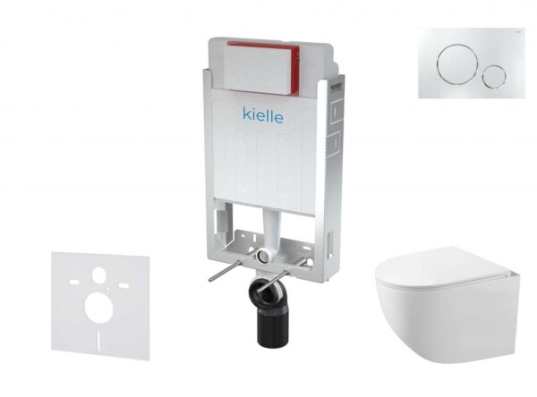 Kielle - Genesis Set předstěnové instalace, kompaktního klozetu Gaia, sedátka softclose a tlačítka Gemini II, lesklý chrom 30505SZ61