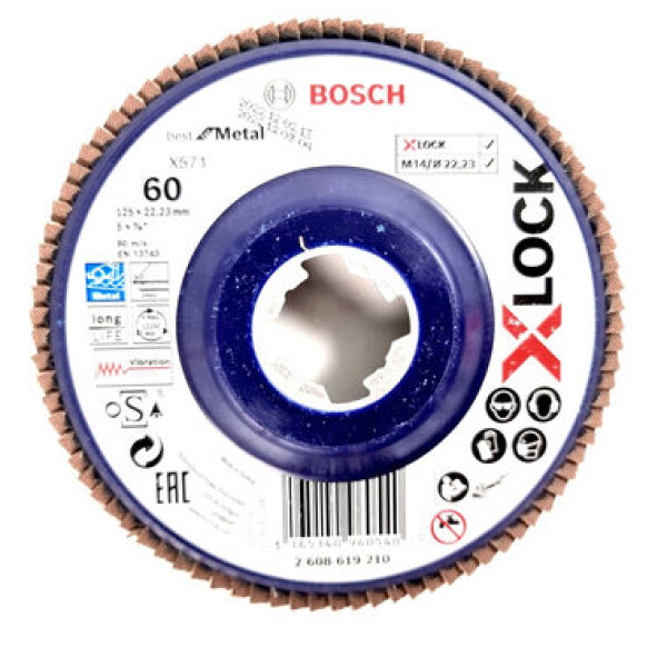 BOSCH X571 Best for Metal 2608619210 / Lamelový brusný kotouč / X-LOCK / Zrnitost 60 / 125x22.23mm (2608619210)