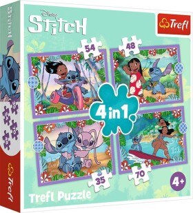 Puzzle Lilo &amp; Stitch: Bláznivý den 4v1 (35,48,54,70 dílků)