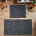 DumDekorace Sada 2 bavlněných koupelnových předložek BOSTON 10 - grafitově šedá Šířka: 60 cm | Délka: 100 cm