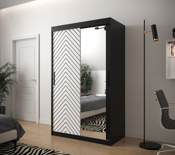Šatní skříň Abi Jodelka 2 Barva korpusu: Černá, Rozměry: 120 cm, Dveře: Bílá mat