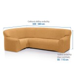 Super strečové potahy RUBINIA zlatá rohová sedačka (š. 340 - 540 cm)