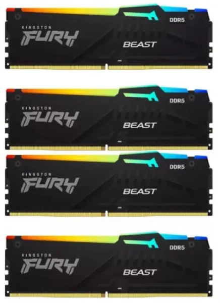 Kingston Fury Beast Black RGB 64GB (4x16GB) DDR5 6000MHz / CL40 / DIMM / XMP (KF560C40BBAK4-64)