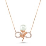 LUNICA Stříbrný náhrdelník PERLA a NEKONEČNO ROSE 0878