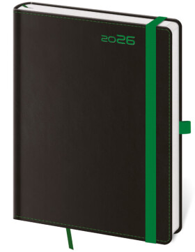 Týdenní diář 2026 Helma A5 - Black Green s poutkem