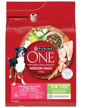 Purina One Med/Max Adult Krůta Rýže 2.5 kg / Krmivo pro psy (7613036514576)