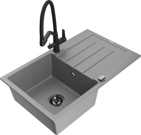MEXEN - Bruno granitový dřez s odkapávačem včetně baterie Duo, šedá 6513-71-671701-70-B