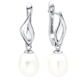 Stříbrné náušnice s bílou 7.5-8 mm perlou Paloma, stříbro 925/1000, Bílá