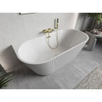 MEXEN/S - Oris volně stojící vana nástěnná reliéf 150 x 75, bílá, sifon a přepad złot 52871507500-50