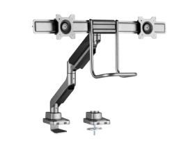 Equip černá / Stolní držák na 2 monitory / 17"-32" / nosnost 9 kg / VESA 75x75-100x100 / plynová pružina (650161)
